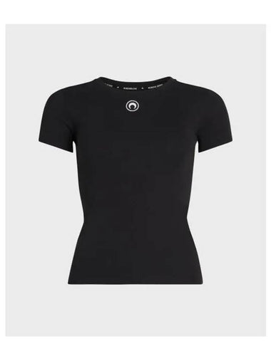 Women s Organic Cotton 1x1 Rib T Shirt Black - MARINE SERRE - BALAAN 1