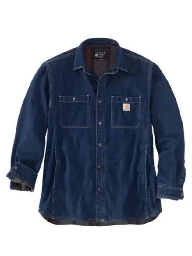 RELAXED FIT DENIM FLEECE LINED SNAP FRONT SHIRT JAC 105605 H84 jacket - CARHARTT - BALAAN 1