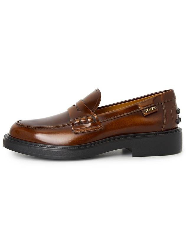 Logo Detail Leather Loafer Brown - TOD'S - BALAAN 4