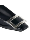 Women's Belle Vivier Metal Buckle Pumps Flat Shoes Black - ROGER VIVIER - BALAAN.