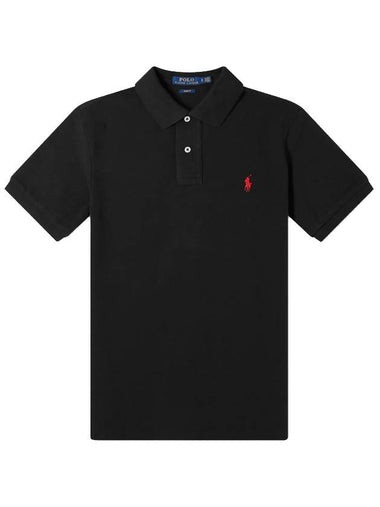 Men's Pony Slim Fit Short Sleeve Polo Shirt Black - POLO RALPH LAUREN - BALAAN 1