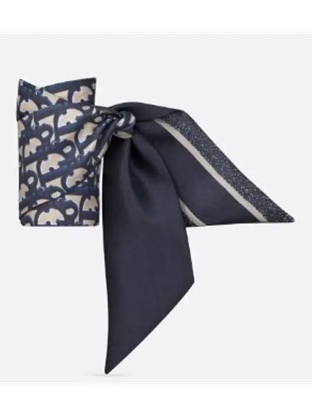 Oblique Mitzah Silk Twill Scarf Navy - DIOR - BALAAN 3