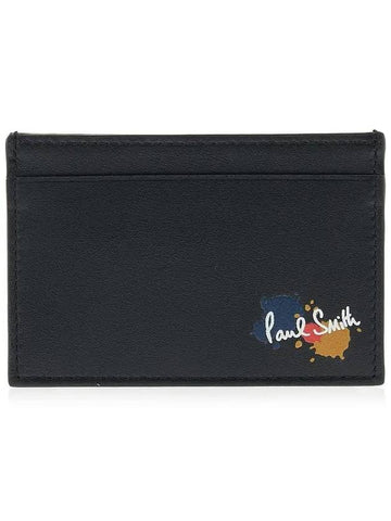 Splatter Logo Card Wallet Black - PAUL SMITH - BALAAN.