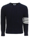 Diagonal Armband Cable Knit Top Navy - THOM BROWNE - BALAAN 2