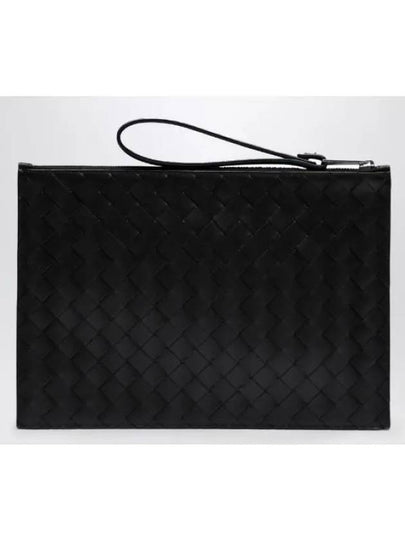 Intrecciato Strap Large Clutch Bag Black - BOTTEGA VENETA - BALAAN 2