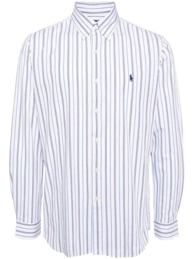 Embroidered Pony Logo Striped Long Sleeve Shirt Blue White - POLO RALPH LAUREN - BALAAN 1