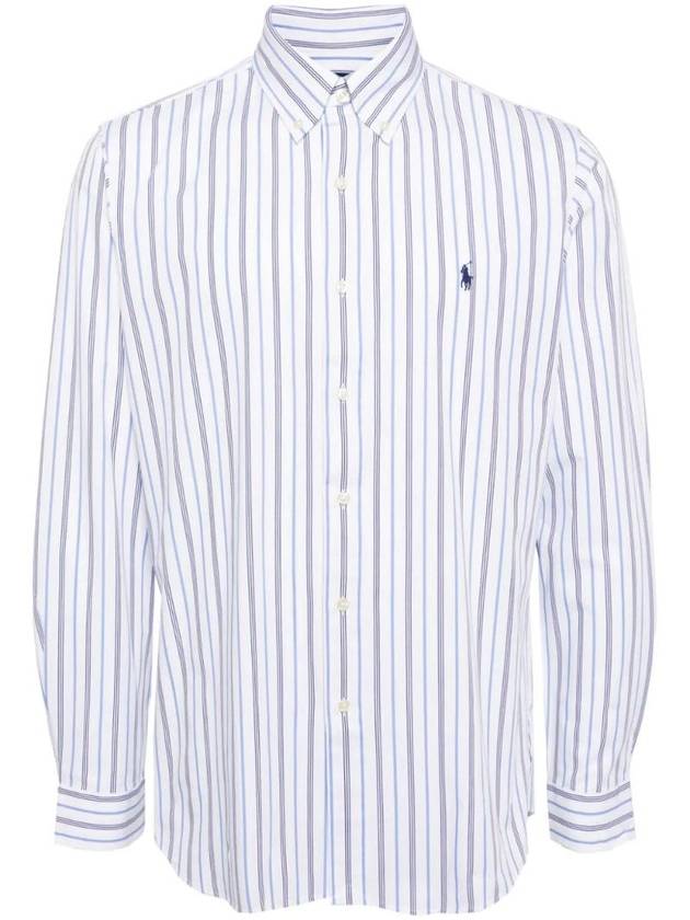 Embroidered Pony Logo Striped Long Sleeve Shirt Blue White - POLO RALPH LAUREN - BALAAN 1