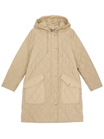 Diamond Quilted Thermoregulated Hoodie Padded Archive Beige - BURBERRY - BALAAN 2