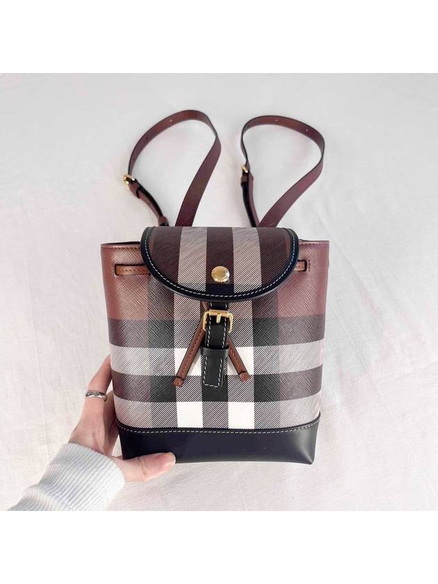 Check Mini Backpack Dark Brown - BURBERRY - BALAAN 4