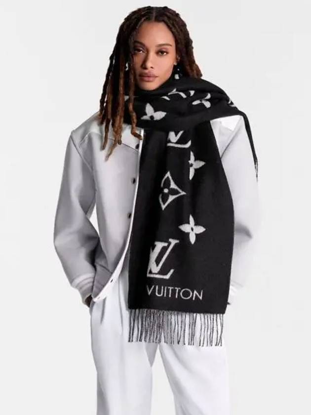 Reykjavik Monogram Cashmere Scarf Black - LOUIS VUITTON - BALAAN 2