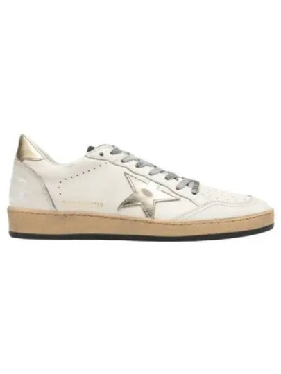 Women's Ballstar Leather Upper Laminate Star Heel Tab Low Top Sneakers Milk Gold - GOLDEN GOOSE - BALAAN 2