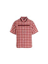 Check Short Sleeve Shirt Red - PRADA - BALAAN 2