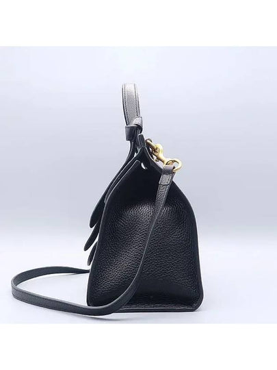 421890 Black leather GG Marmont top handle small gold logo tote bag shoulder strap 2WAY - GUCCI - BALAAN 2