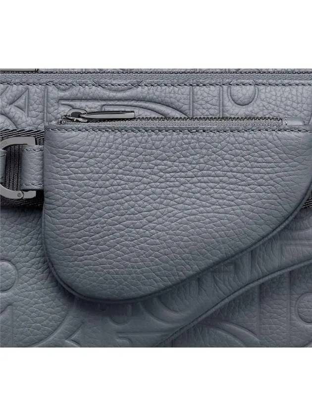 Saddle Triple Embossed Logo Cross Bag Grey - DIOR - BALAAN 6