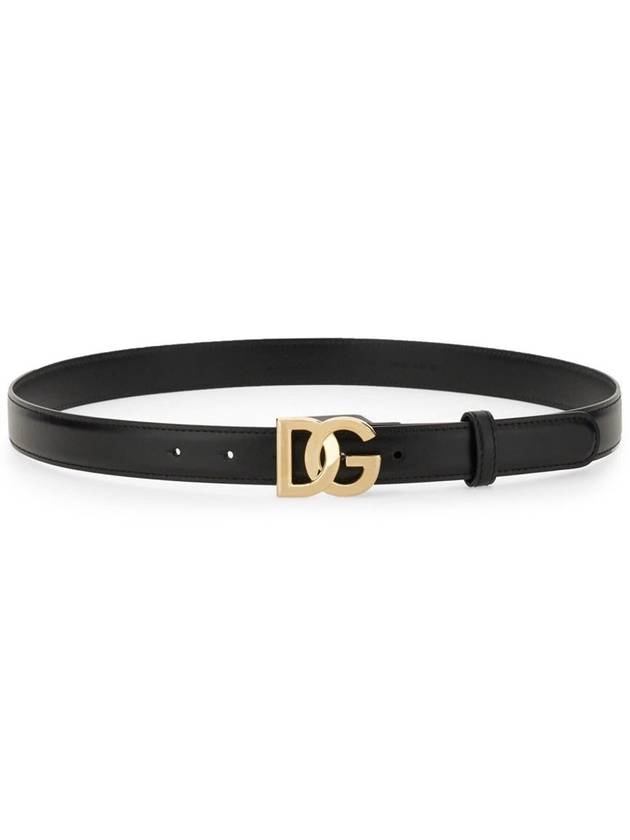 Women's Gold DG Logo Leather Belt Black - DOLCE&GABBANA - BALAAN 2