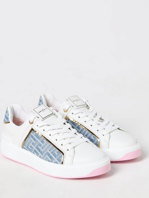 Sneakers Balmain in pelle e denim con monogram jacquard - BALMAIN - BALAAN 2