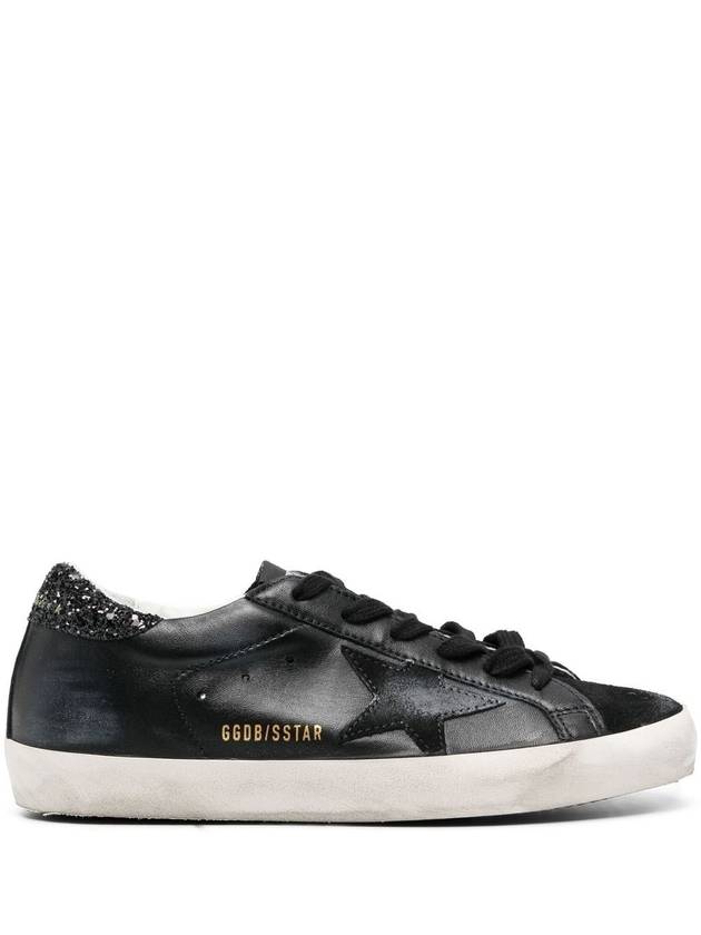 Superstar Glitter Tab Leather Low Top Sneakers Black - GOLDEN GOOSE - BALAAN 2