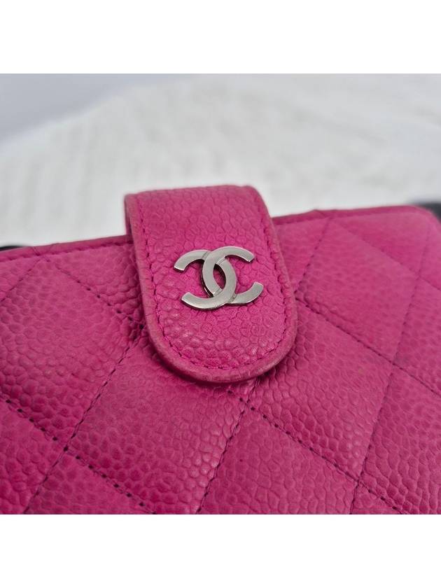 Caviar zipper half wallet pink - CHANEL - BALAAN 4