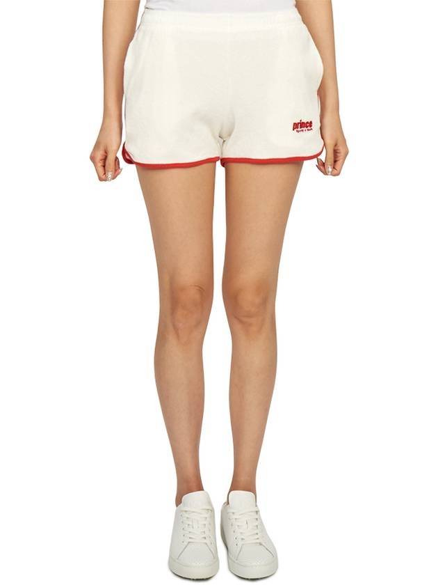 Women's Embroidered Logo Cotton Shorts White - SPORTY & RICH - BALAAN 1