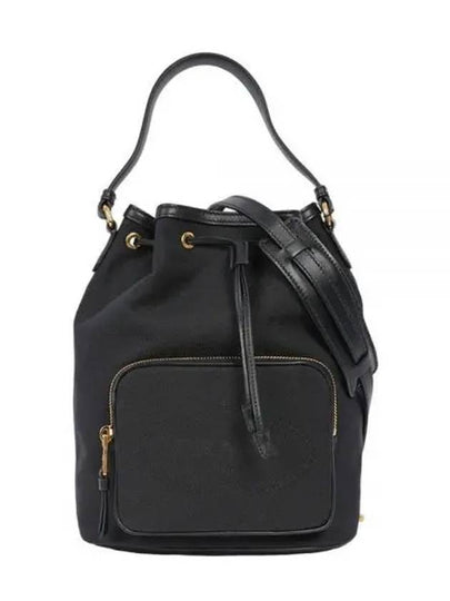 Jacquard Trim Large Bucket Bag Black - PRADA - BALAAN 2