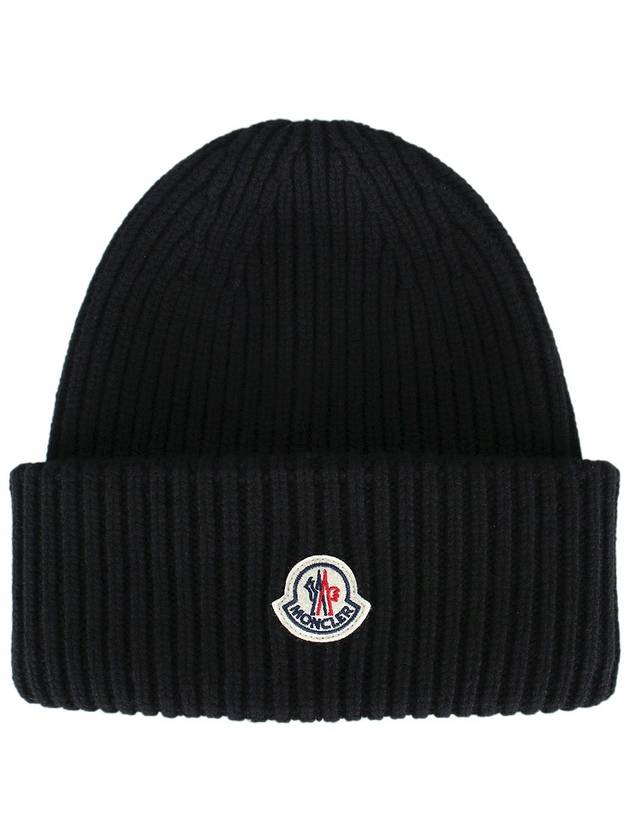 Wool Cashmere Beanie Black - MONCLER - BALAAN 3