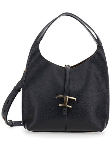 Black Handbag With Adjustable And Removable Shoulder Strap In Leather Woman - TOD'S - BALAAN 1