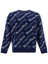 Paris Monogram Print Allover Cotton Sweatshirt Navy - KENZO - BALAAN 2