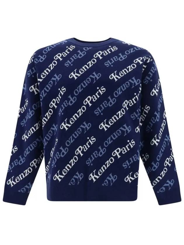 Paris Monogram Print Allover Cotton Sweatshirt Navy - KENZO - BALAAN 2