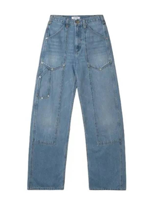 Super high workwear denim pants washed indigo jeans - RE/DONE - BALAAN 1