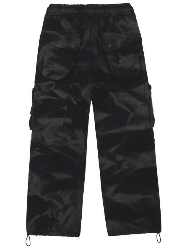 Bleach Washed Cotton Cargo Wide Pants Black - ULKIN - BALAAN 5