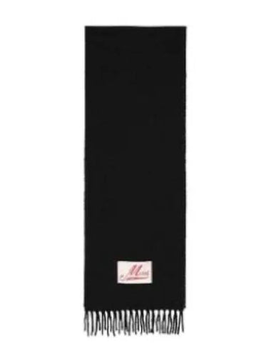 Logo Patch Wool Fringe Muffler Black - MARNI - BALAAN 1