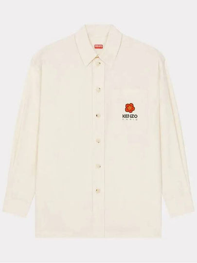 Men's Boke Flower Crest Oversized Long Sleeve Shirt Ivory - KENZO - BALAAN 2