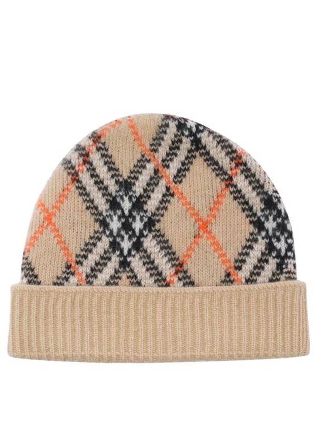 Check Cashmere Beanie Sand - BURBERRY - BALAAN 1