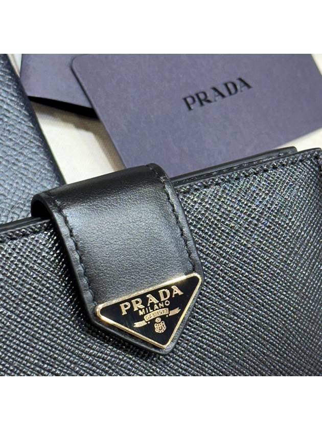 Wallet Saffiano Smooth Leather Half Wallet Black - PRADA - BALAAN 3