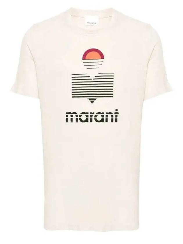 Karman Logo Linen Short Sleeve T-Shirt Ecru - ISABEL MARANT - BALAAN 2