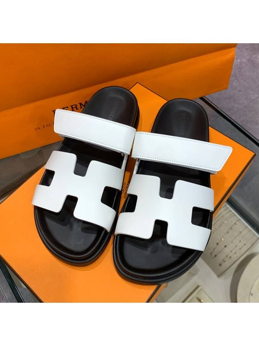 Chypre Calfskin Sandals Blanc - HERMES - BALAAN 2