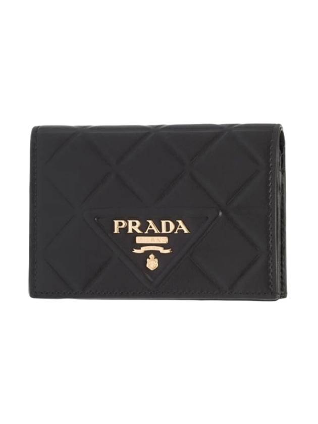 Small Leather Card Wallet Black - PRADA - BALAAN 1