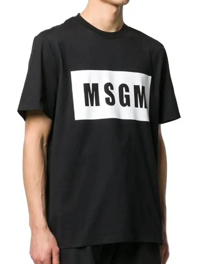 Box Logo Print Cotton Short Sleeve T-Shirt Black - MSGM - BALAAN 2