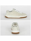 Logo Print Bleached Leather Low Top Sneakers White - MIU MIU - BALAAN 4