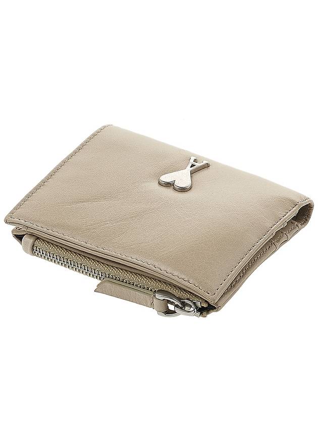 Heart Logo Half Wallet Beige - AMI - BALAAN 5