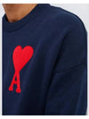 Navy Big Heart Logo Round Sweater A21FK009 016 410 - AMI - BALAAN 4