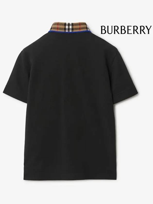 Kids Check Collar Polo Short Sleeve T-Shirt Black - BURBERRY - BALAAN 4