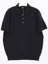 Embroidered Logo Knit Polo Shirt Blue - A.P.C. - BALAAN 4