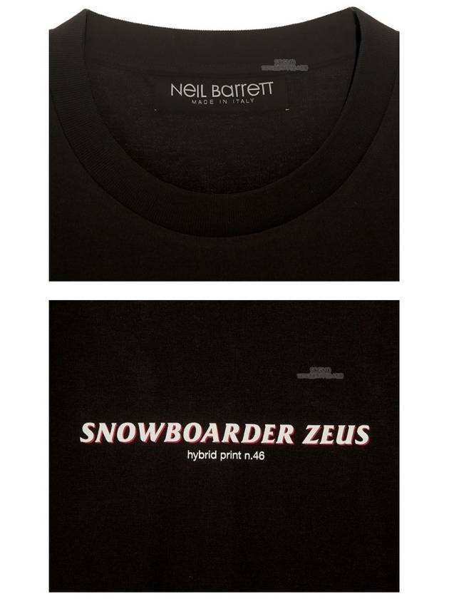 Snowboarder Zeus Slim Regular Short Sleeve T-Shirt Black - NEIL BARRETT - BALAAN 7