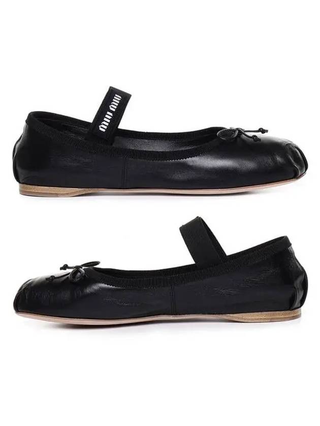 Women's Logo Leather Ballerinas Black - MIU MIU - BALAAN 2