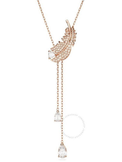 Idyllia Feather Y Pendant Necklace Rose Gold - SWAROVSKI - BALAAN 2