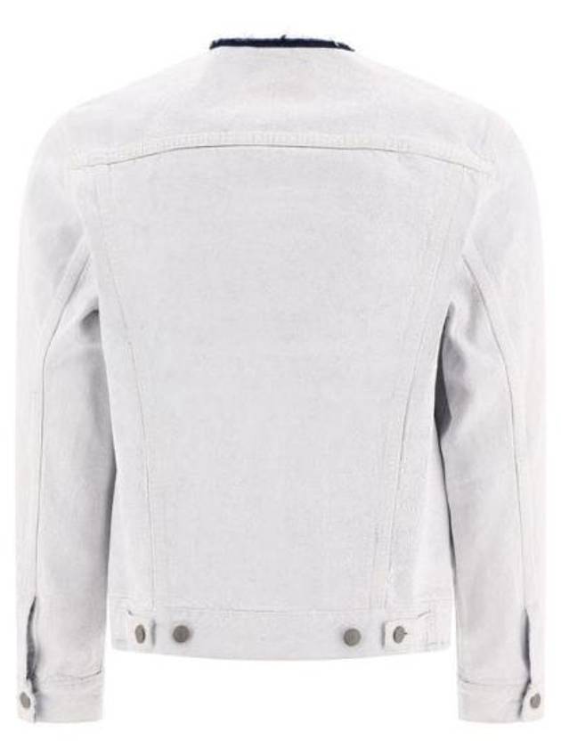 Crack Effect Collarless Denim Jacket White - MAISON MARGIELA - BALAAN 3