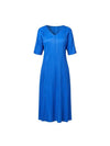 Women's folding pleated V-neck dress blue - MONPLISSE - BALAAN 1