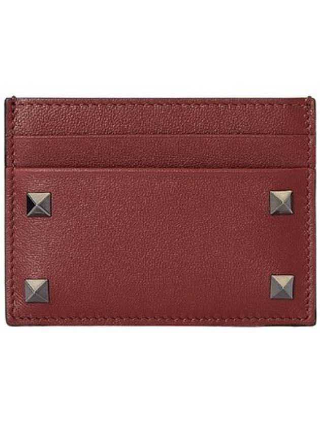 Rockstud Card Wallet Brown - VALENTINO - BALAAN 1