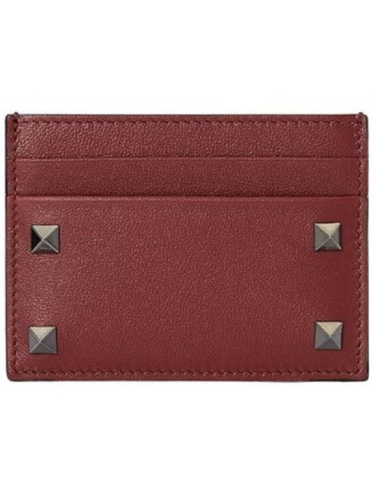 Rockstud Card Wallet Brown - VALENTINO - BALAAN.